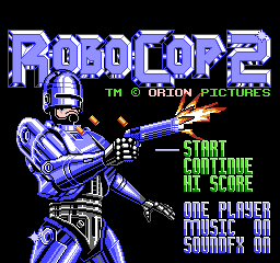 RoboCop 2 title screen for NES